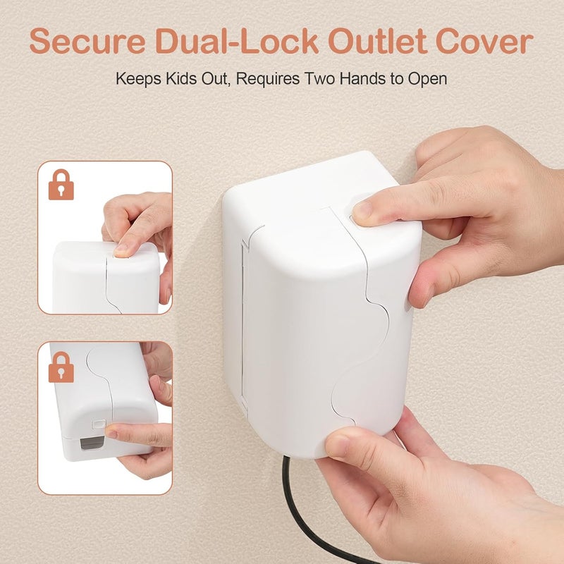 Havenso Child Proof Outlet Box Cover, Double Lock System, White, Large Interior Space 2 Pack - Image 3